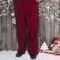 Burgundy Velvet Santa Overalls with Decorative Buckles, XL Size Christmas Costume Piece